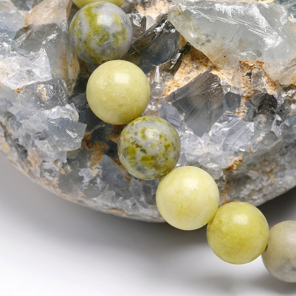 Bracelet Serpentine Jaune 6/8mm Pierre Naturelle | WristArt