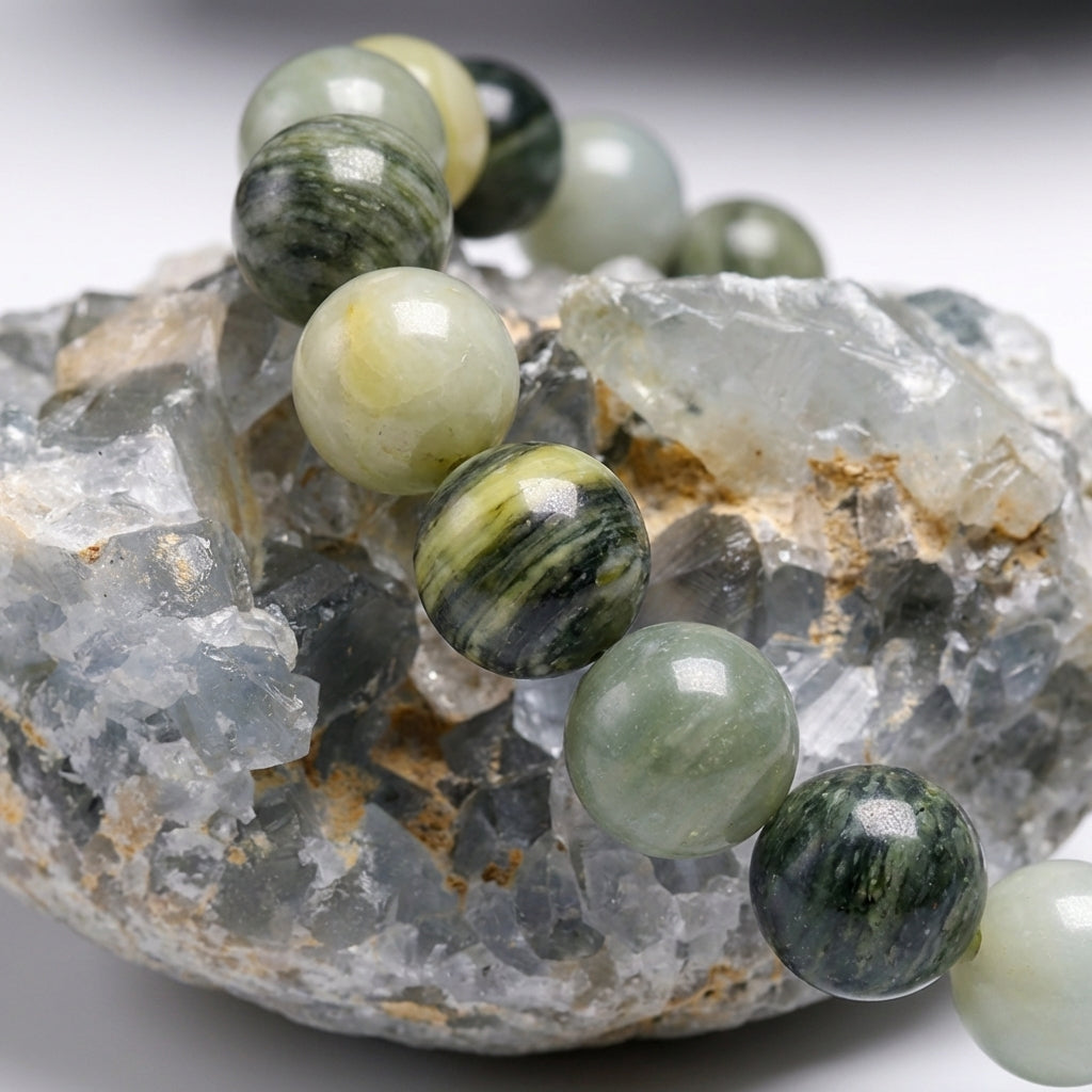 Bracelet Serpentine Verte 6/8mm Pierre Naturelle | WristArt