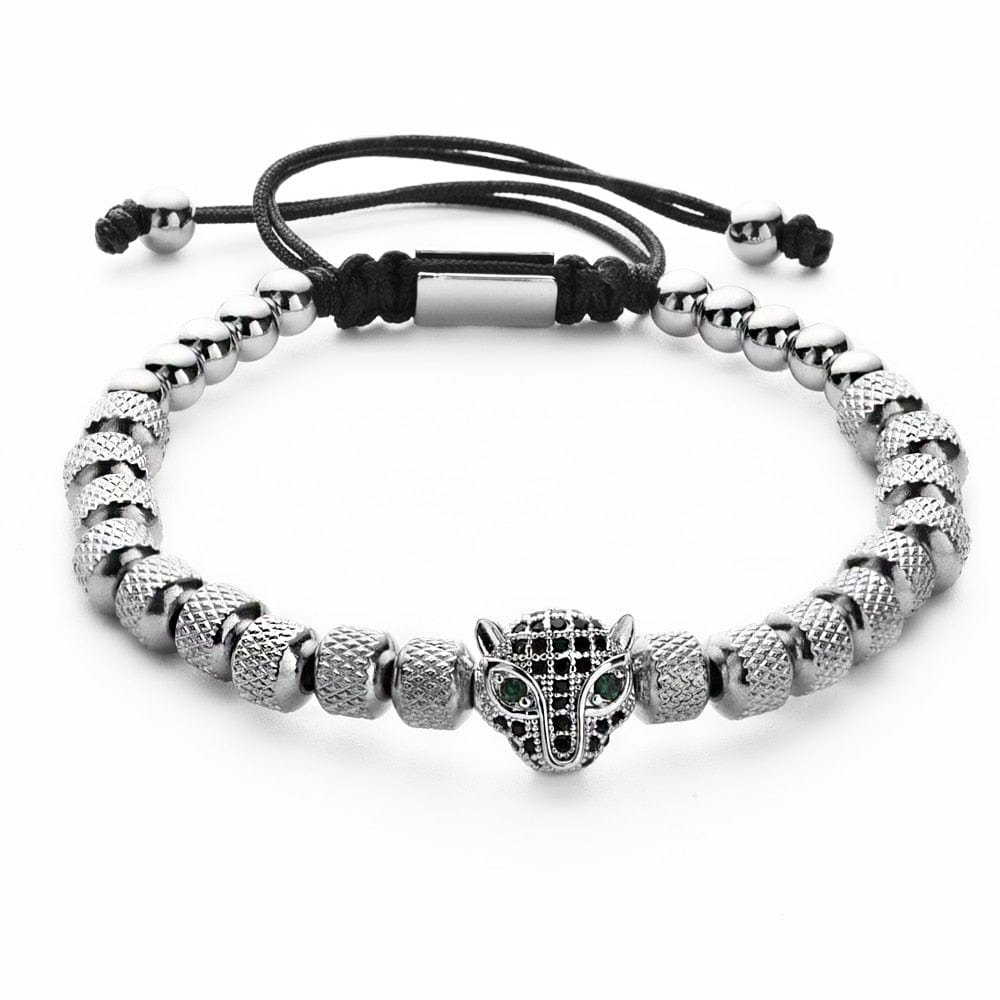 bracelet tete de panthere zircon noir Argent