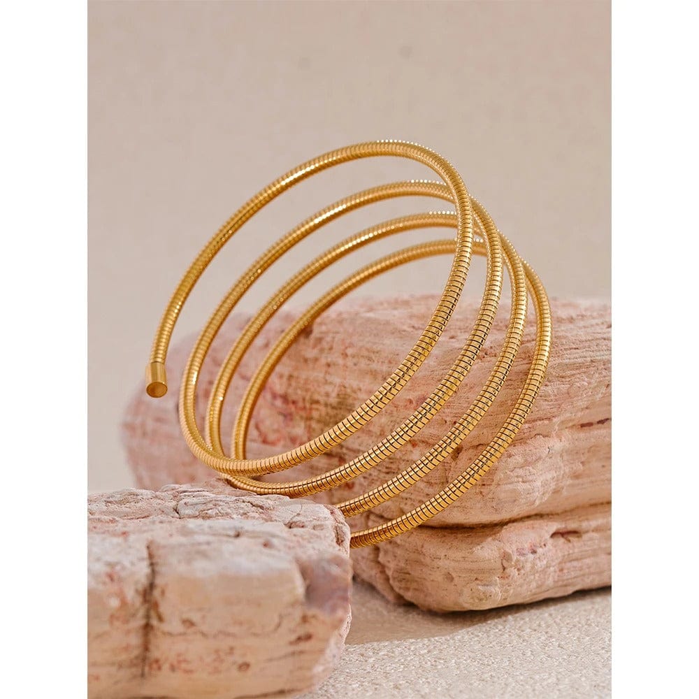Yhpup-Bracelet de déclaration en acier inoxydable pour femme, bracelet en couches de métal, étanche, accessoires de bijoux Bergame, haute qualité