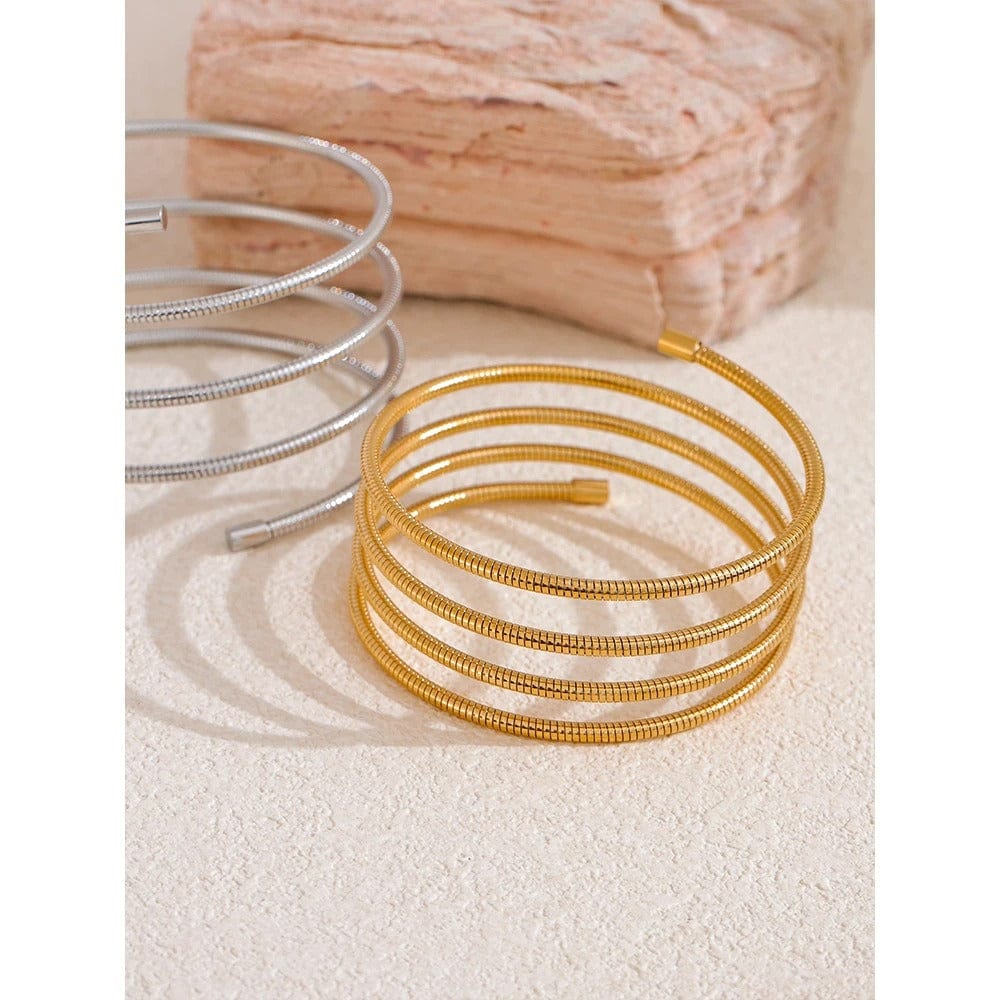 Yhpup-Bracelet de déclaration en acier inoxydable pour femme, bracelet en couches de métal, étanche, accessoires de bijoux Bergame, haute qualité