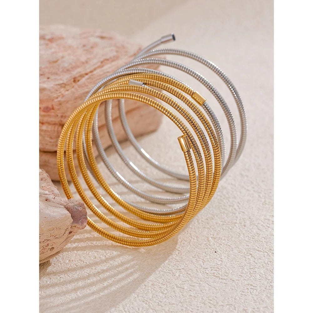 Yhpup-Bracelet de déclaration en acier inoxydable pour femme, bracelet en couches de métal, étanche, accessoires de bijoux Bergame, haute qualité