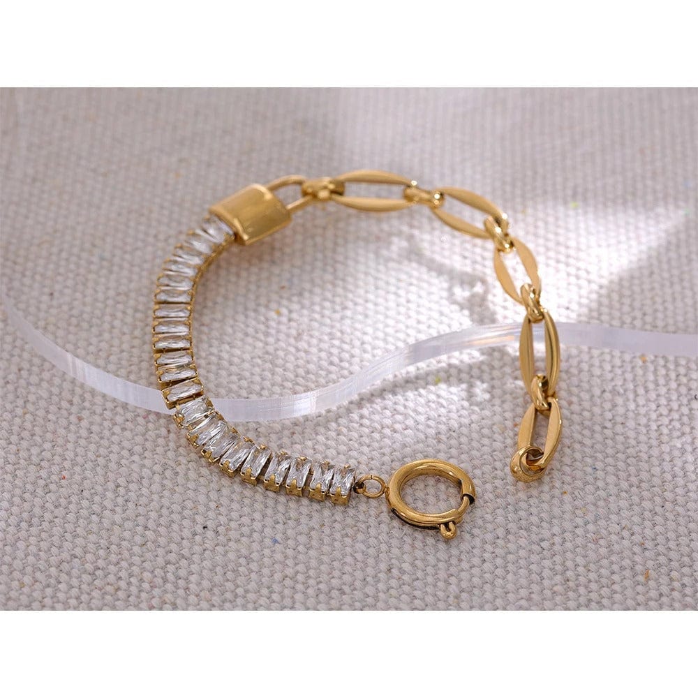 Yhpup – chaîne de verrouillage en métal étanche, zircone cubique scintillante, Bracelet en acier inoxydable, élégant, luxe, tendance, bijoux à la mode