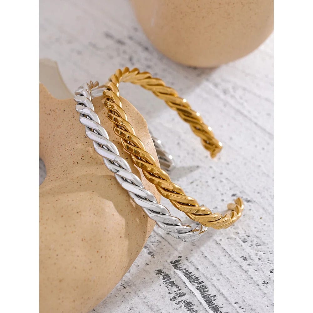 Yhpup haute qualité en acier inoxydable 316l métal tressé poli manchette ouverte Bracelet Bracelet hommes femmes unisexe bijoux étanche