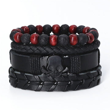 Bracelet cuir homme tete de mort