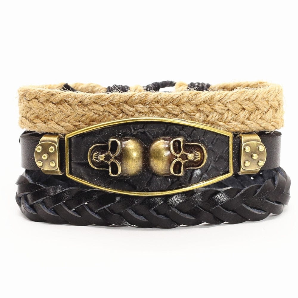 Bracelet tressé cuir homme