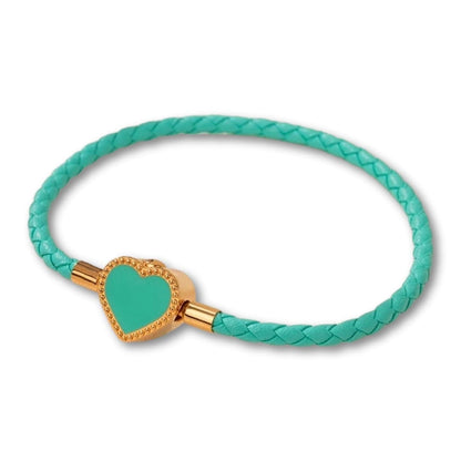 Bracelet cuir tressé femme cœur