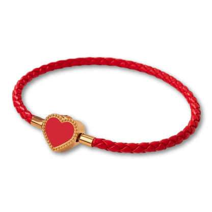 Bracelet cuir tressé femme cœur