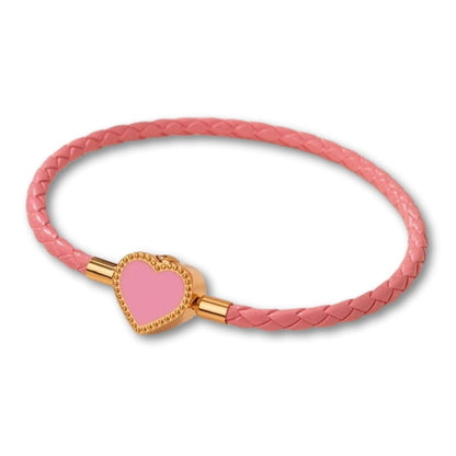 Bracelet cuir tressé femme cœur