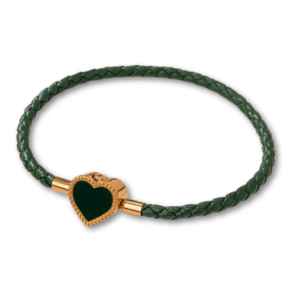 Bracelet cuir tressé femme cœur