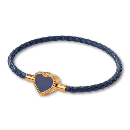 Bracelet cuir tressé femme cœur