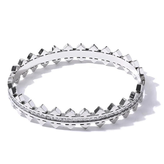 bracelet acier doré femme élégant Platine