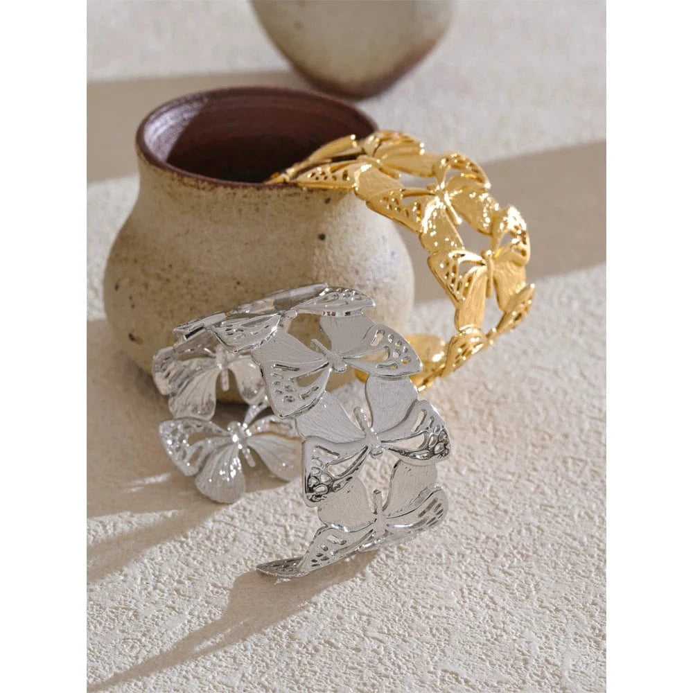 bracelet acier doré papillon élégant femme