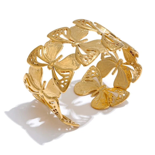 bracelet acier doré papillon élégant femme Or