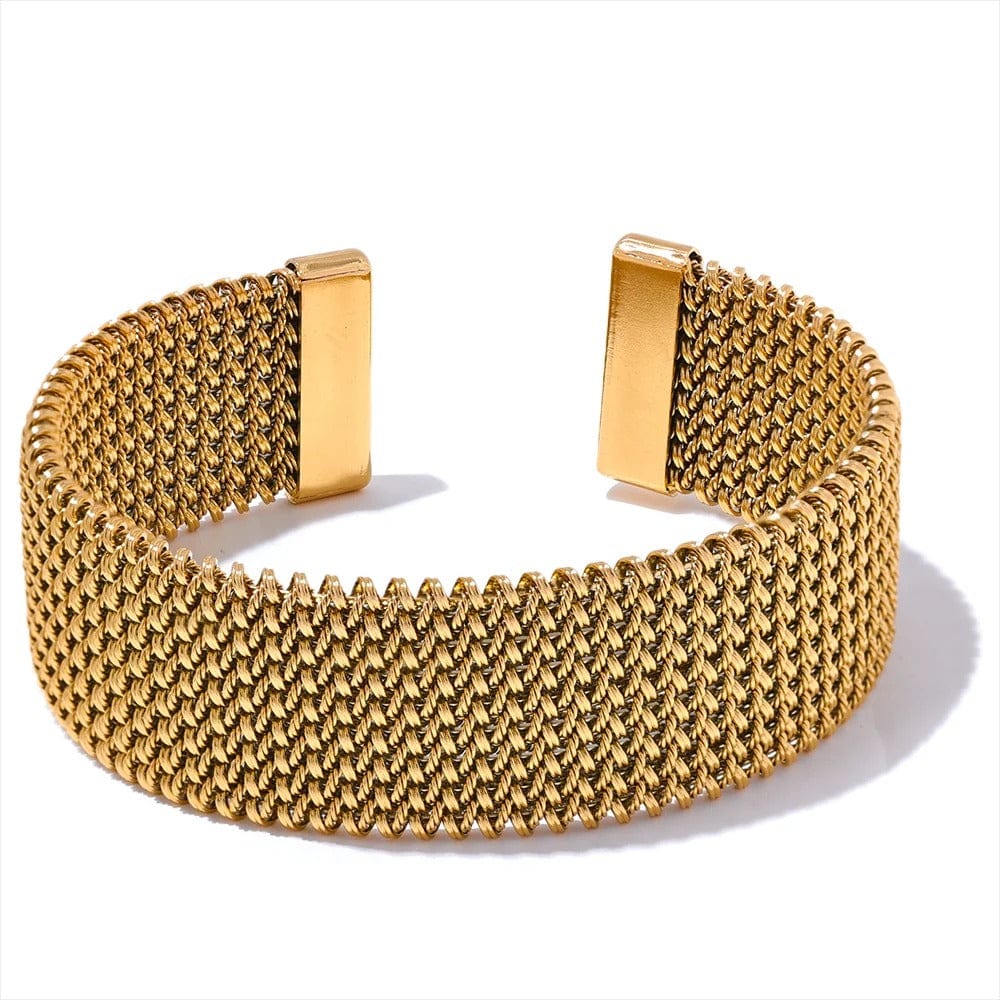Bracelet Acier Femme Maille Tréssé Or