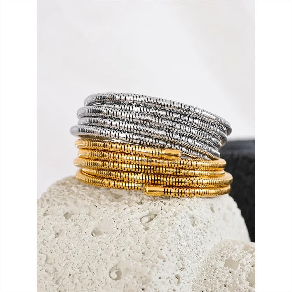Bracelet Acier Femme Multicouche Extensible