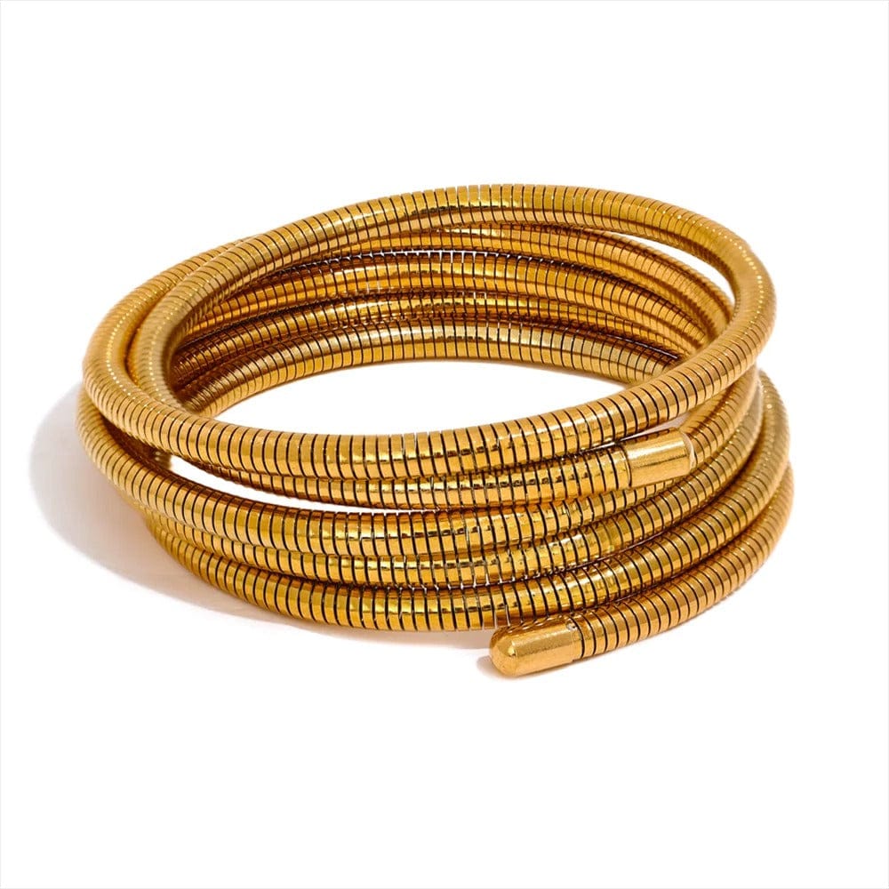 Bracelet Acier Femme Multicouche Extensible Or