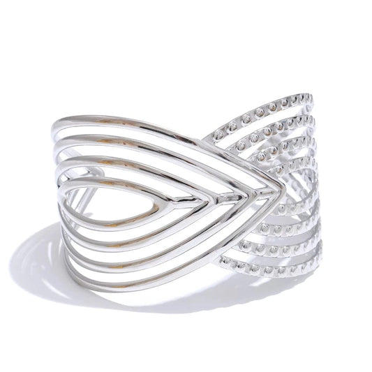 bracelet acier femme plaqué or géométrique Argent