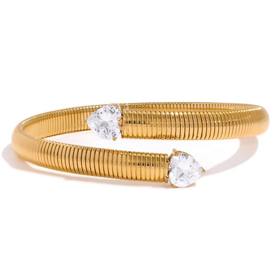 Bracelet acier inoxydable doré avec pierres