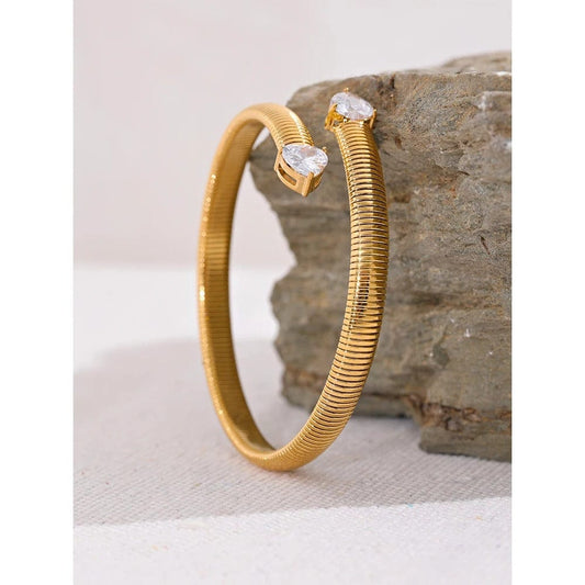 Bracelet acier inoxydable doré avec pierres
