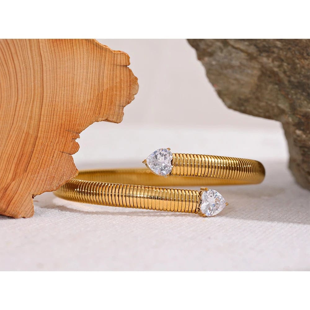Bracelet acier inoxydable doré avec pierres