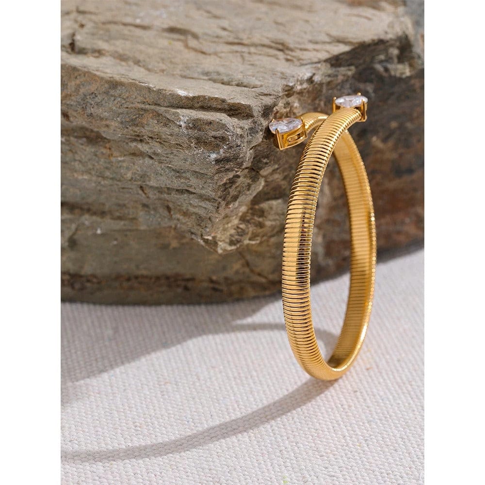Bracelet acier inoxydable doré avec pierres