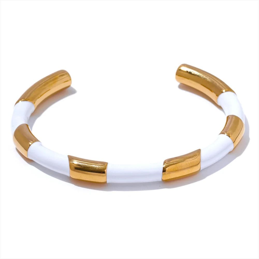 Bracelet acier inoxydable doré blanc femme Blanc/Or