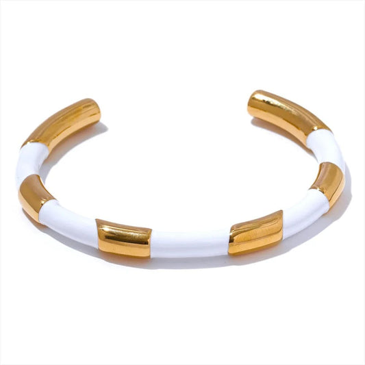 Bracelet acier inoxydable doré blanc femme Blanc/Or