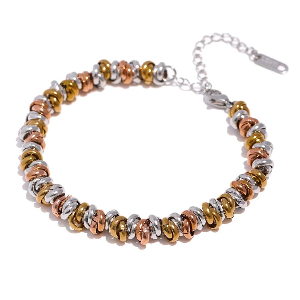 Bracelet acier inoxydable femme multicolore Platine/Or