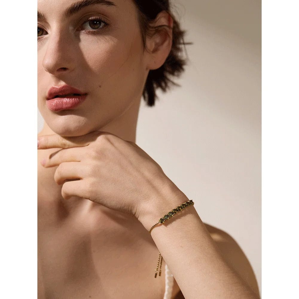 Bracelet acier inoxydable femme pierres bleues