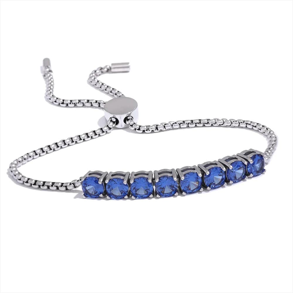 Bracelet acier inoxydable femme pierres bleues Zircon Bleu / Platine
