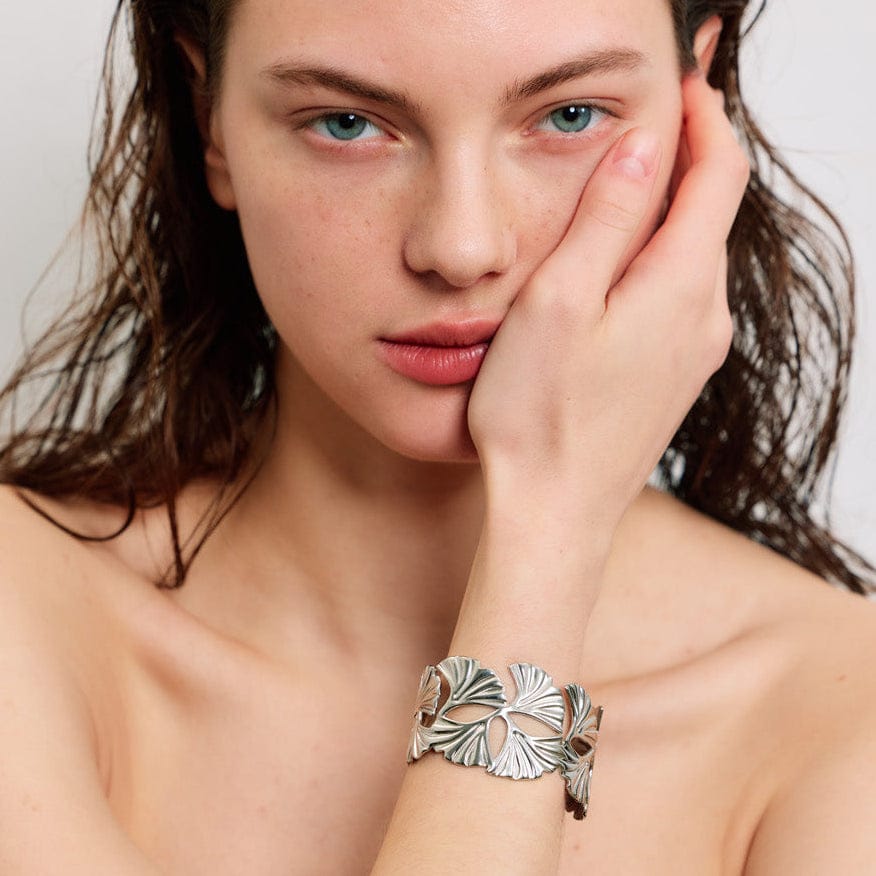 bracelet acier inoxydable feuille doré femme