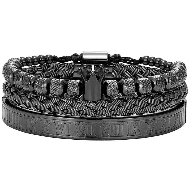 bracelet acier inoxydable homme couronne Anthracite