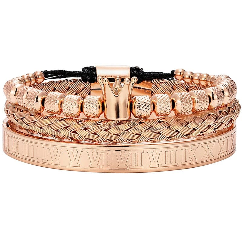 bracelet acier inoxydable homme couronne Rose