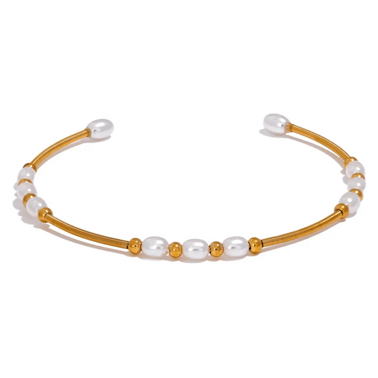 bracelet acier perles femme élegance