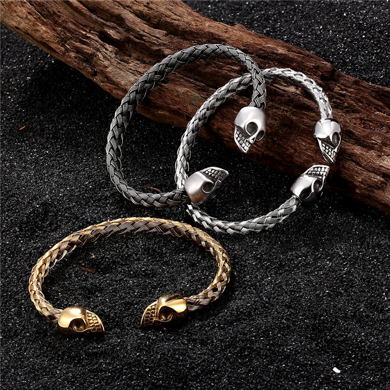 bracelet acier tete de mort