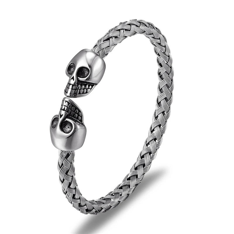 bracelet acier tete de mort Argent