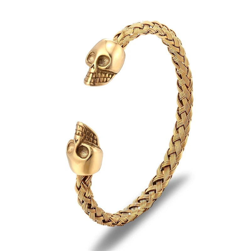 bracelet acier tete de mort Or