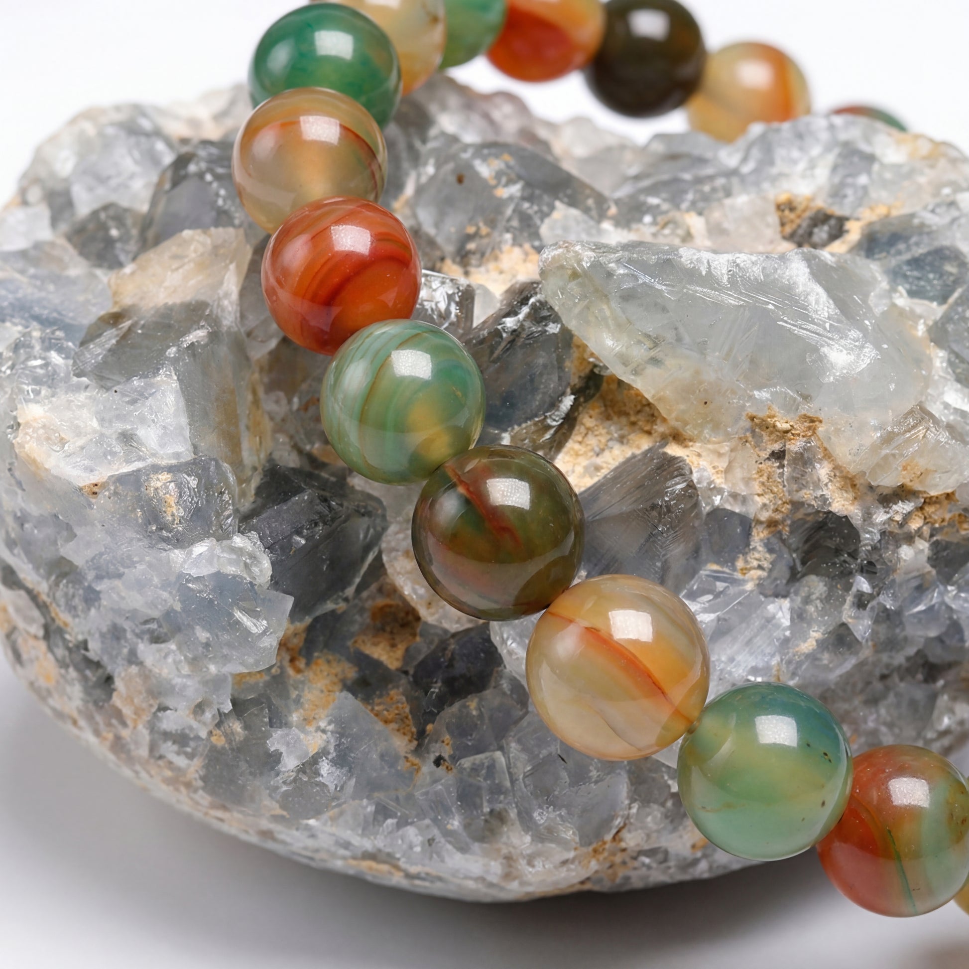 Bracelet Agate Multicolore 6/8mm Pierre Naturelle | WristArt