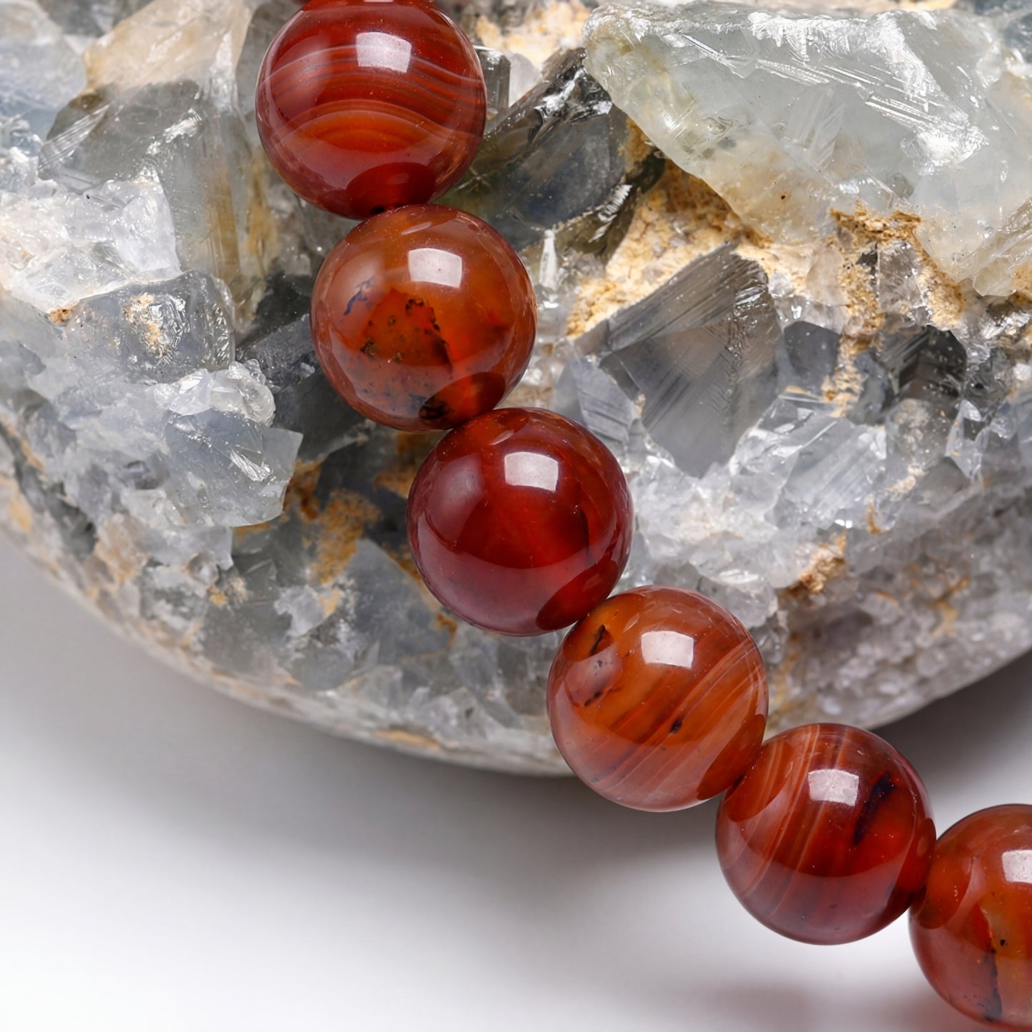Bracelet Agate Rouge 6/8mm Pierre Naturelle | WristArt