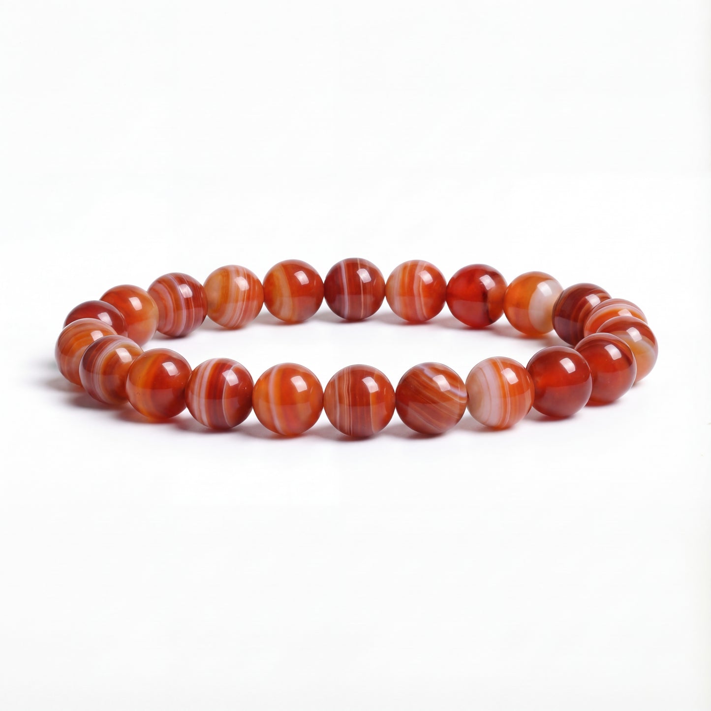 Bracelet Agate Rouge Bandée 17cm / 6mm