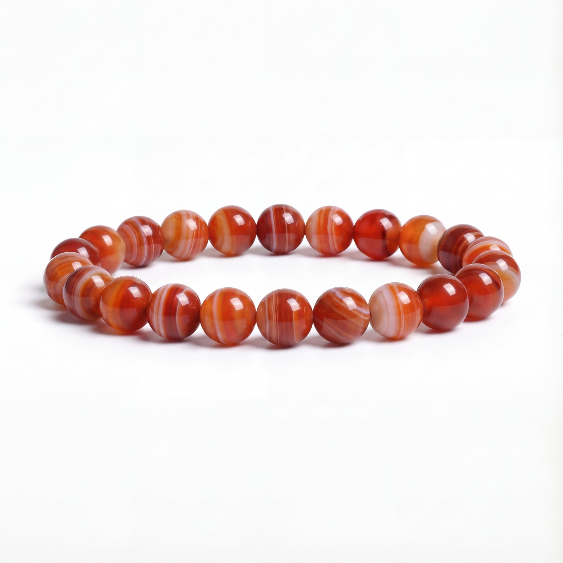 Bracelet Agate Rouge Bandée 17cm / 6mm
