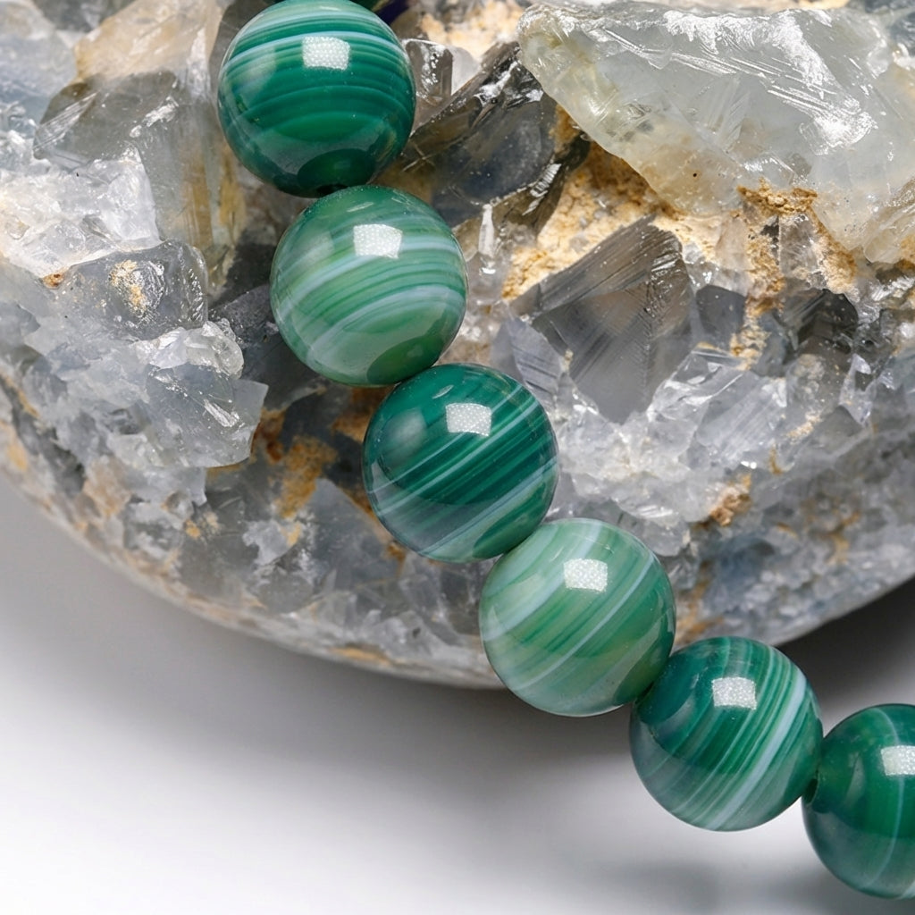 Bracelet Agate Verte 6/8mm Pierre Naturelle | WristArt