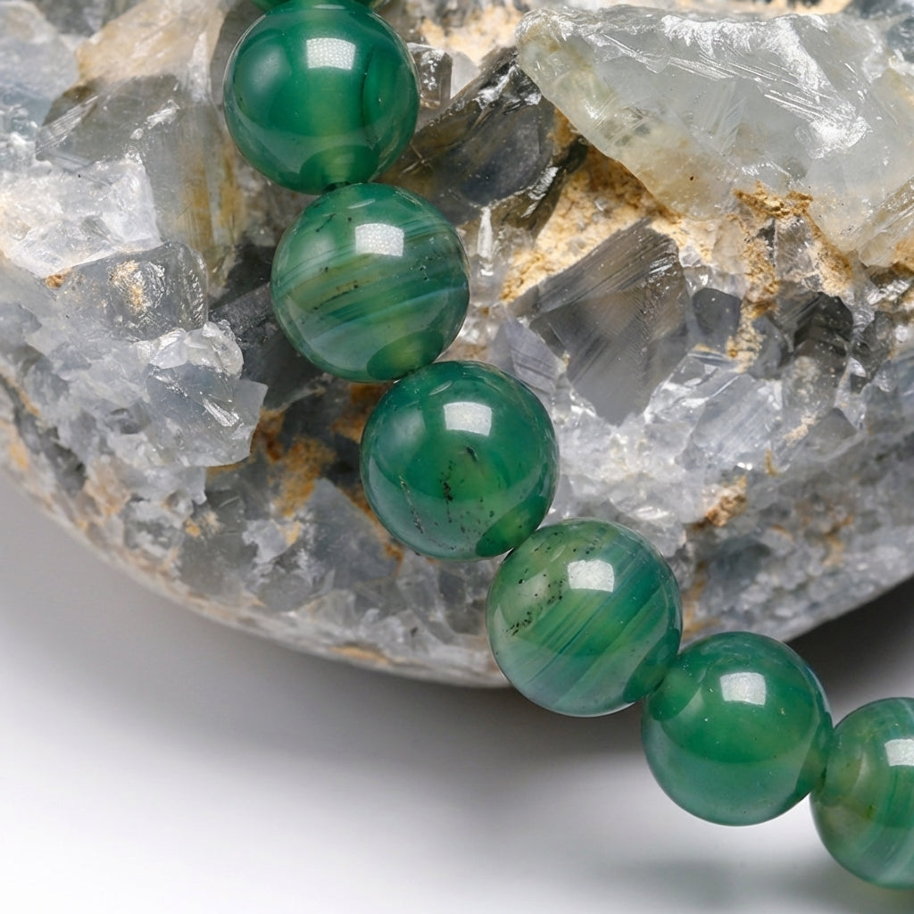Bracelet Agate Verte 6/8mm Pierre Naturelle | WristArt