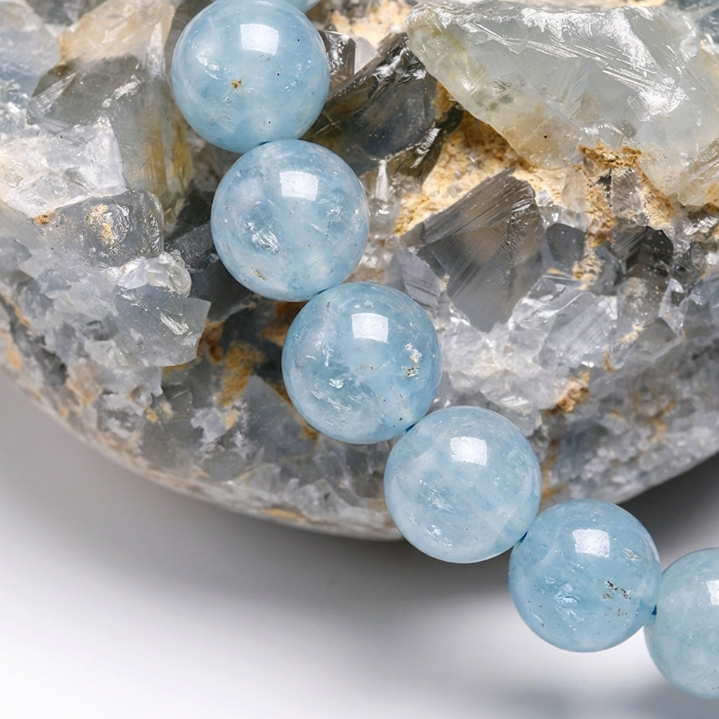 Bracelet Aigue Marine 6/8mm Pierre Naturelle | WristArt