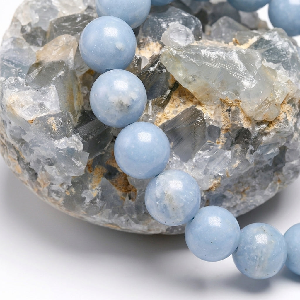 Bracelet Angélite 6/8mm Pierre Naturelle | WristArt