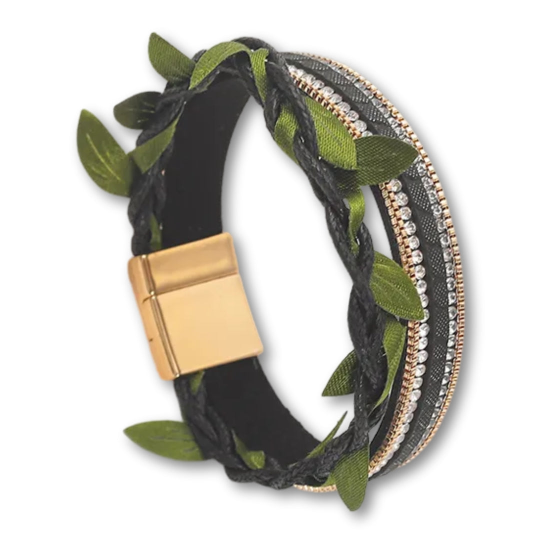 Bracelet bohème chic mariage femme | Élégance raffinée Noir