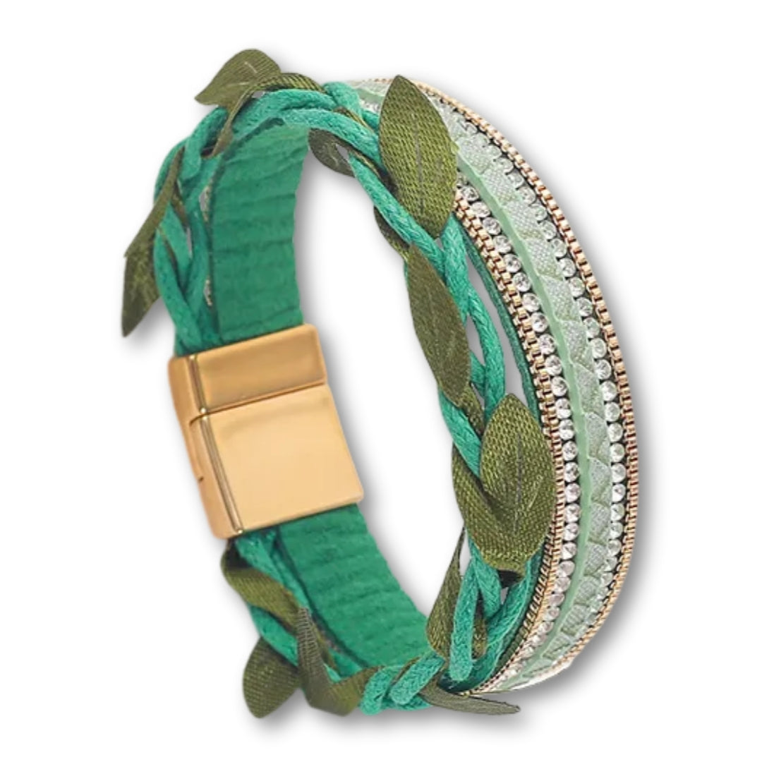 Bracelet bohème chic mariage femme | Élégance raffinée Vert
