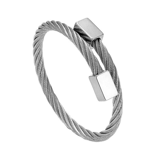bracelet cable acier homme Argent