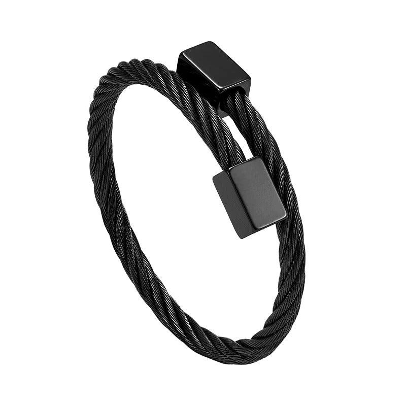 bracelet cable acier homme Noir